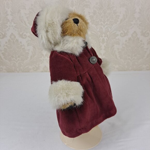 Boyds Bear The Archive Series 1990-1998 Vintage Red Velvet Coat Faux Fur w/Stand - Picture 9 of 14